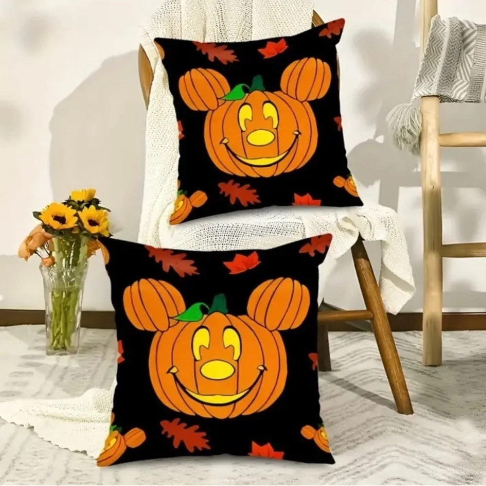 Mickey Mouse Halloween Pumpkin Lantern Throw Pillow Covers- Set of 2 - Picture 3 of 6